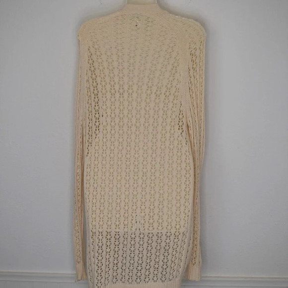 Urban Outfitters Crochet Cardigan Sz S Longline Neutral Boho Fairy Minimalist - Picture 5 of 13
